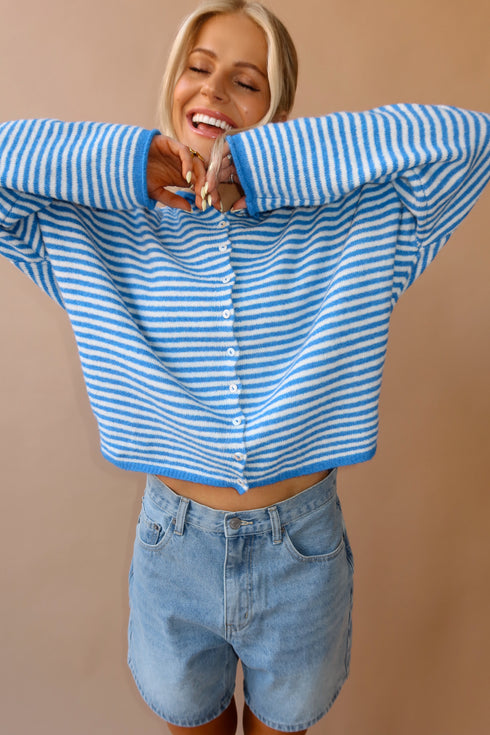 Coco Cutie Cardigan // Blue Stripe